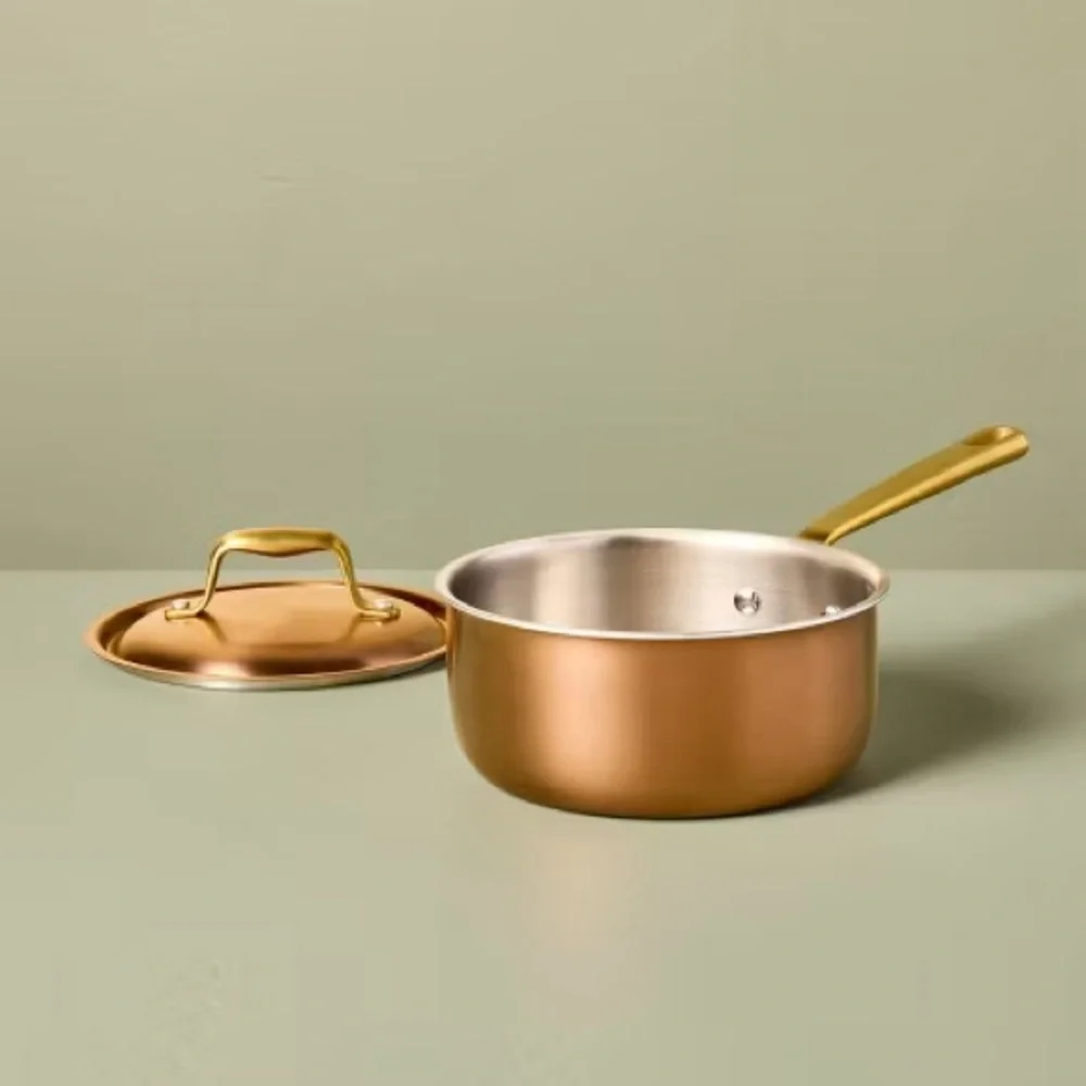 HEARTH & HAND NWT 2pc 7” stainless steel sauce pan -copper -2.1qt